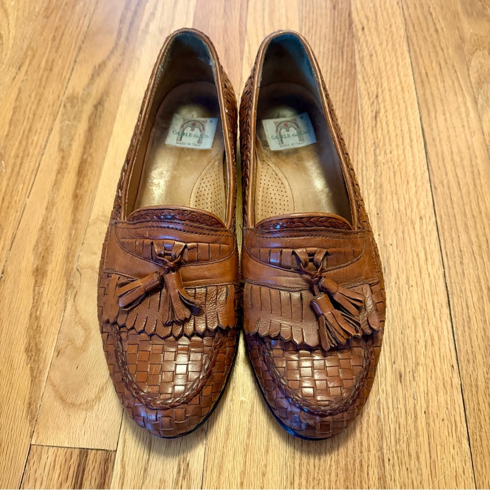 brown leather loafers made in italy